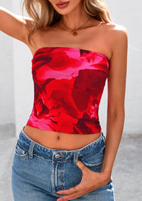 Strapless Mesh Floral Y2K Bandeau Cute Crop Trendy Going Out Tube Tops