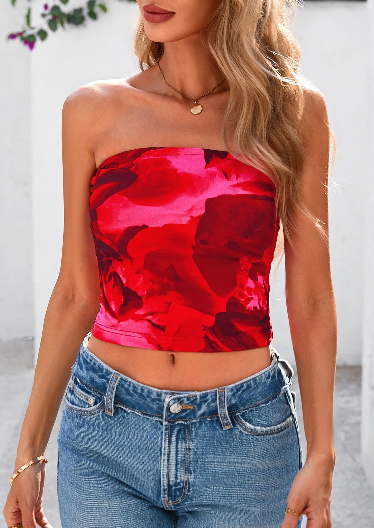 Strapless Mesh Floral Y2K Bandeau Cute Crop Trendy Going Out Tube Tops