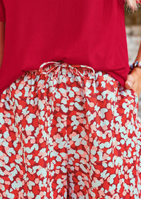 Short Sleeve Tops Printed Shorts Two Piece Sets