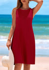PRETTYGARDEN Womens Summer Crewneck Cap Sleeve Knit Casual Mini Dress