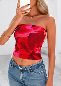 Strapless Mesh Floral Y2K Bandeau Cute Crop Trendy Going Out Tube Tops