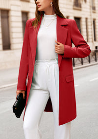 PRETTYGARDEN Women's Spring Fall Long Blazer Jackets Long Sleeve Lapel Pockets Loose Fit Work Casual Blazers Outerwear