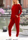 PRETTYGARDEN Lounge Outfit Long Sleeve Crewneck Pullover Tops High Waisted Pants Set Tracksuit