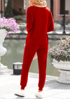 PRETTYGARDEN Lounge Outfit Long Sleeve Crewneck Pullover Tops High Waisted Pants Set Tracksuit