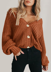 PRETTYGARDEN Women's Chunky Knit Open Front Sweater Long Sleeve Button Loose Short Cardigan Outerwear Coats