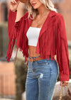 PRETTYGARDEN Women's Fringe Faux Suede Leather Jackets Fashion Tassel Motorcycle Cropped Coats
