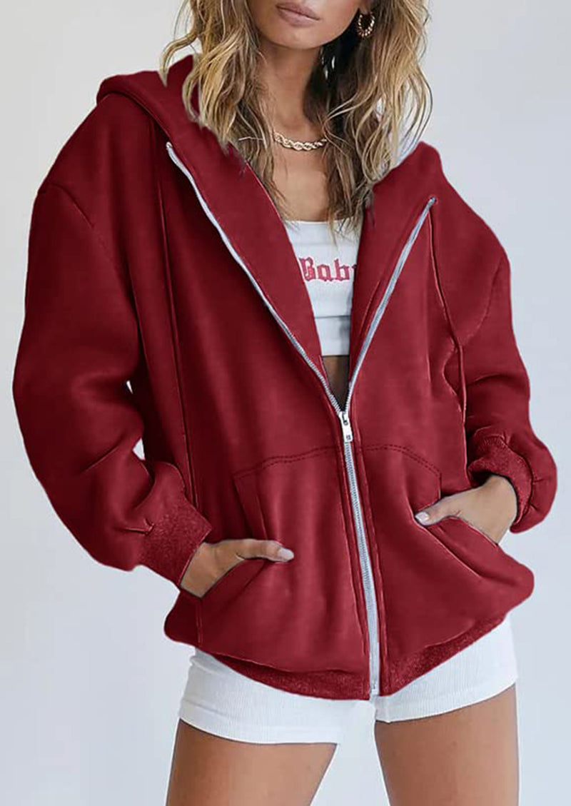 PRETTYGARDEN Women's Zip Up Y2K Hoodies Casual Long Sleeve Sweatshirts Fall Spring Track Jackets with Pockets