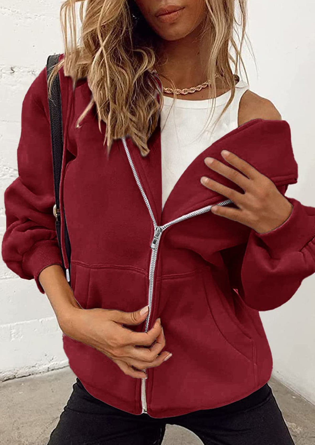 Long Sleeve Zip Up Y2K Hoodies With Pockets