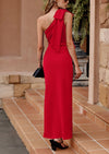PRETTYGARDEN Summer One Shoulder Long Formal Women's Dress Sleeveless Ruched Bodycon Wedding Guest Slit Maxi Dresses