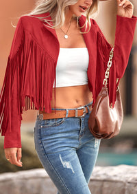 PRETTYGARDEN Women's Fringe Faux Suede Leather Jackets Fashion Tassel Motorcycle Cropped Coats