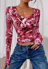 PRETTYGARDEN Womens Long Sleeve T Shirts Fall Trendy Deep V Neck Slim Fit Basic Crop Tops Casual Going Out Top