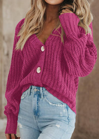 PRETTYGARDEN Women's Chunky Knit Open Front Sweater Long Sleeve Button Loose Short Cardigan Outerwear Coats