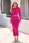 PRETTYGARDEN Women's Spring Fall 2 Piece Sweater Set Rib Knit Long Sleeve Crop Top Maxi Bodycon Skirt Casual Winter Outfits PRETTYGARDEN