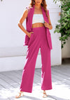 PRETTYGARDEN 2 Piece Outfits Sleeveless Suit Vest and Wide Leg Pants Business Casual Blazer Sets