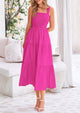 Smocked Ruffle A Line Long Flowy Sleeveless Beach Midi Dress