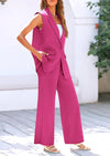PRETTYGARDEN 2 Piece Outfits Sleeveless Suit Vest and Wide Leg Pants Business Casual Blazer Sets