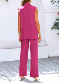 Sleeveless Suit Vest And Wide Leg Pants Business Casual Blazer Set
