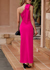 PRETTYGARDEN Summer One Shoulder Long Formal Women's Dress Sleeveless Ruched Bodycon Wedding Guest Slit Maxi Dresses