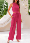 PRETTYGARDEN 2 Piece Sets Sleeveless Tank Ribbed Travel Vacation Lounge Wear Outfits
