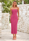 PRETTYGARDEN Womens Summer Maxi Dress Textured Bodycon Tube Off Shoulder Strapless Back Slit Long Party Dresses