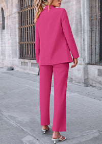 Business Casual Jacket Wide Leg Pants 2 Piece Blazer Sets