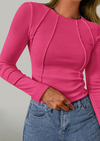 Long Sleeved Crop Exposed Casual T-Shirt