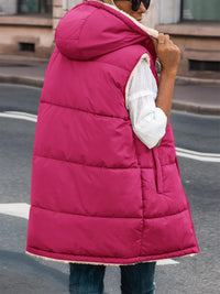 PRETTYGARDEN Womens Fall Reversible Vests Sleeveless Fleece Jacket Zip Up Hoodie Pockets Long Warm Winter Coat Outerwear