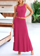 Casual Knit Cropped Tank Top High Waisted Skirt 2 Piece Sets