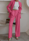 PRETTYGARDEN Women's Fall Two Piece Outfits Dressy Blazer Jacket and Wide Leg Pants Pockets Business Casual Office Suit Sets