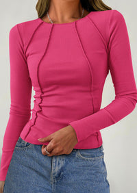 Long Sleeved Crop Exposed Casual T-Shirt