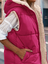 PRETTYGARDEN Womens Fall Reversible Vests Sleeveless Fleece Jacket Zip Up Hoodie Pockets Long Warm Winter Coat Outerwear