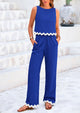 Sleeveless Tank Crop Top Wide Leg Pants Two Piece Sets