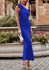 PRETTYGARDEN Summer One Shoulder Long Formal Women's Dress Sleeveless Ruched Bodycon Wedding Guest Slit Maxi Dresses