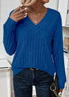 PRETTYGARDEN Fall Fashion Long Sleeve Shirts for Women Ribbed Knit V Neck Dressy Casual Lightweight Sweaters Tunic Tops