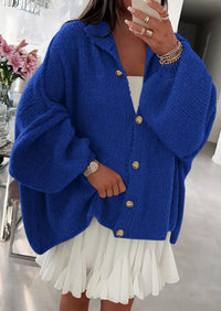 PRETTYGARDEN Women's Winter Button Down Cardigan Sweaters Mock Neck Lantern Long Sleeve Chunky Knit Jacket Trendy Outerwear