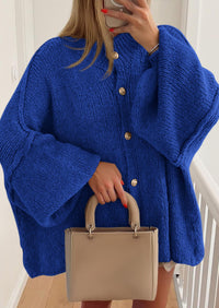 PRETTYGARDEN Women's Winter Button Down Cardigan Sweaters Mock Neck Lantern Long Sleeve Chunky Knit Jacket Trendy Outerwear