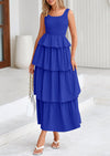 PRETTYGARDEN Womens Summer Sleeveless Midi Dress Scoop Neck A Line Smocked Ruffle Tiered Layered Beach Vacation Dresses