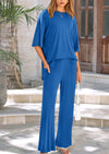 PRETTYGARDEN Women's 2 Piece Outfits Casual Short Sleeve Pullover Tops and Wide Leg Pants Lounge Sets Tracksuits