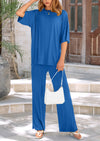 PRETTYGARDEN Women's 2 Piece Outfits Casual Short Sleeve Pullover Tops and Wide Leg Pants Lounge Sets Tracksuits