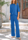PRETTYGARDEN Women's 2 Piece Outfits Casual Short Sleeve Pullover Tops and Wide Leg Pants Lounge Sets Tracksuits