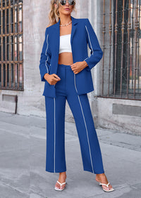 Business Casual Jacket Wide Leg Pants 2 Piece Blazer Sets