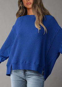 PRETTYGARDEN Oversized Sweatshirt for Women Fashion Crewneck Long Sleeve Pullover Waffle Knit Tops Fall Trendy Clothes