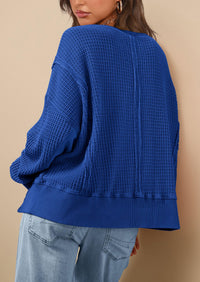 PRETTYGARDEN Oversized Sweatshirt for Women Fashion Crewneck Long Sleeve Pullover Waffle Knit Tops Fall Trendy Clothes
