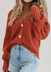 PRETTYGARDEN Women's Chunky Knit Open Front Sweater Long Sleeve Button Loose Short Cardigan Outerwear Coats