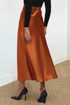 PRETTYGARDEN Women's Satin Skirts Dressy Casual Fall High Waisted Cocktail Wedding Flowy Elegant A Line Midi Skirt