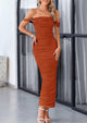 Off The Shoulder Ruched Bodycon Sleeveless Split Maxi Dresses