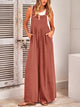 Casual Sleeveless Shoulder Strap Loose Wide Leg Pants