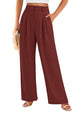 Elastic High Waisted Straight Leg Business Trousers Slacks With Pockets