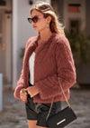 PRETTYGARDEN Women's Winter Coats Fleece Cropped Jacket Faux Fur Long Sleeve Pockets Shaggy Warm Outerwear Fall Clothes