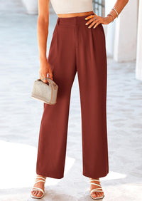 Casual Wide Leg High Elastic Waisted Long Work Pants